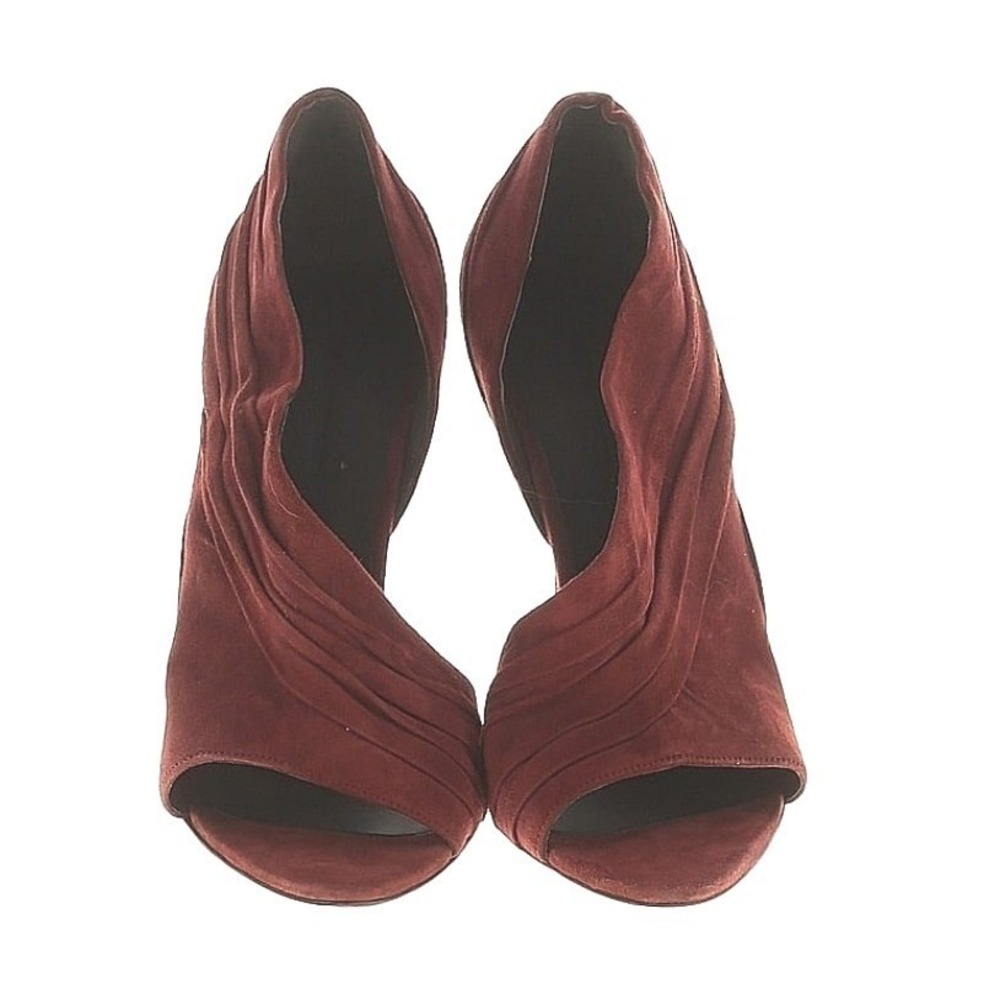 Alexander Wang Draped Suede Heels Women 9 Burgundy Peep Toe Stiletto Chic Luxury
